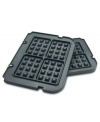 Nonstick waffle plates bring even more versatility to your griddler. Easily snapping onto the griddler, these nonstick plates bake 4 deep-pocketed Belgian waffles at once and wipe clean for a quick, delicious mess-free treat. 3-year limited warranty. Model GR-WAFP.