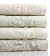 Utterly classic and refined, this Imperial Damask hand towel from Martha Stewart Collection evokes a serene appeal in your bathroom with a textured damask design and your choice of four muted color schemes.