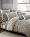 A Japanese-inspired foliage motif wends peacefully along the Platinum Zen sham, accented by linen-blended construction and a soft natural hue.