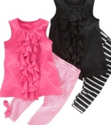 Ruffles on this dress and legging set from A.B.S. will have her feeling frilly, fancy and fabulous.