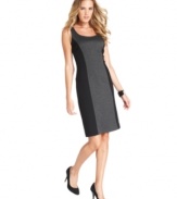 Tahari by ASL's flattering sheath dress gets an autumnal update with chic herringbone fabric!