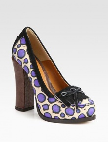 A vivid print adds color to this satin pump with a suede kiltie and lizard-print leather heel. Lizard-print leather heel, 4¾ (120mm)Hidden platform, 1 (25mm)Compares to a 3¾ heel (50mm)Satin and suede upperLeather lining and solePadded insoleMade in Italy A vivid print adds color to this satin pump with a suede kiltie and lizard-print leather heel. Lizard-print leather heel, 4¾ (120mm)Hidden platform, 1 (25mm)Compares to a 3¾ heel (50mm)Satin and suede upperLeather lining and solePadded insoleMade in Italy