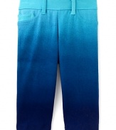 Flowers By Zoe Girls' Blue Ombre Pocket Capri Pants - Sizes S-XL