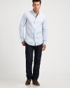 Crisp woven cotton, tailored in a classic button-down style featuring a snap-down collar.Shirt collar with concealed snapsButton placketLong sleeves with button cuffsBack yokeCottonDry cleanMade in Italy