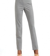 THE LOOKBanded waist with belt loops Front zip, button and tabbed double hook closures Back slash button pocketsTHE FITStraight leg silhouette Rise, about 9¾ Inseam, about 33THE MATERIAL96% wool/4% LycraCARE & ORIGINDry clean Imported