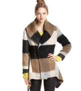Oversized checks add a modern appeal to this plaid Bar III coat for chic cold-weather style!