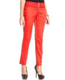 Wake-up your outfit with XOXO's super-fierce straight leg pants. The fiery hue equips these trousers with bold style to the max. Wake-up your outfit with XOXO's super-fierce straight leg pants. The fiery hue equips these trousers with bold style to the max.