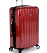 Born to fly. A lightweight & durable protective hardside catches serious speed on four twin spinner wheels that turn 360º to tackle corners & curves and add no extra weight to your hand. A sleek exterior with TSA-friendly lock opens to reveal a fully-stocked & fully-lined interior ready to travel with accessory pocket, elastic straps with buckle to secure contents, a zippered lid divider and more. 10-year warranty.