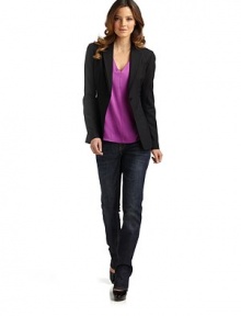 THE LOOKLightly padded shouldersLayered notched lapelButton closureLong sleeves with button cuffsDual welt pocketsFront and back Princess seamsVented back hemTHE FITAbout 24 from shoulder to hemTHE MATERIAL96% virgin wool/4% elastaneSecond fabric: 97% cotton/3% elastaneFully linedCARE & ORIGINDry cleanImportedModel shown is 5'10 (177cm) wearing US size 4. 