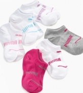 Toes stay stylish and comfy in these low-cut Puma socks in classic colors.