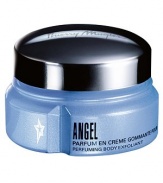 Experience a celestial massage with a creamy ANGEL blue texture rich in exfoliating micro-particles. A heavenly ritual for the shower or bath that leaves the skin soft and silky with the facets of ANGEL. Contained in a glamorous blue jar with a sleek silver lid. 7.1 oz. 