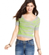 Printed in offbeat stripes, this cropped sweater from Oh!MG is a super-cute style for school!
