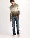 The standard against which all other jeans will be measured, cut with straight legs in 10.25-ounce Italian denim with a grey cast and slight brown tint. Hand-sanded whiskers and knee chevrons add new interest to a favorite fit. Five-pocket design Sits higher on the waist Embroidered design on the back pockets Inseam, about 33 inseam 98% cotton/2% elastane Machine wash Made in USA 