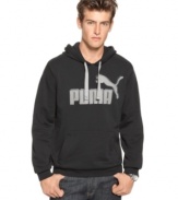 Throw on a layer of comfy athletic style and greet the weekend in this ultra-soft French terry hooded sweatshirt from Puma.