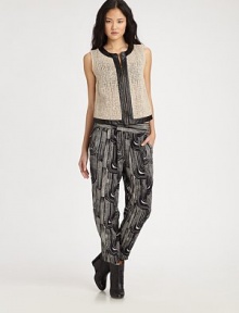 Artfully printed silk tailored with a high waist and tapered leg, cropped just above the ankle.Elastic waistbandFlat frontSlash pocketsRise, about 10Inseam, about 27SilkDry cleanImportedModel shown is 5'10 (177cm) wearing US size Small.