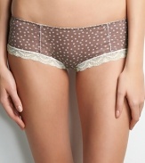 Freya's shorts combine a modern silhouette with a vintage-inspired floral print and lace trim. Style #AA1316.