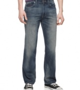 These light wash jeans from Marc Ecko are infused with sandblasted style to give you a vintage vibe this season.