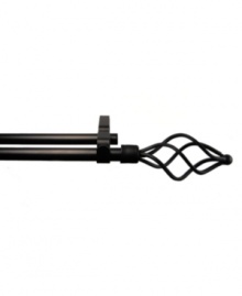 Put a new spin on any window treatments with elegant hardware. A double-rod design in hardy steel is contrasted by gracefully twisted finials. Put a new spin on any window treatments with elegant hardware. A double-rod design in hardy steel is contrasted by gracefully twisted finials.