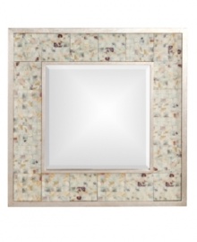 The multi-colored mosaic frame of the Bonnie mirror, edged in metal, is quietly elegant, and the range of neutral tones can highlight other colors found in your home. Designed to be truly versatile, it makes a tasteful accent wherever it hangs. The multi-colored mosaic frame of the Bonnie mirror, edged in metal, is quietly elegant, and the range of neutral tones can highlight other colors found in your home. Designed to be truly versatile, it makes a tasteful accent wherever it hangs.