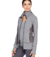 Ideology makes working out more stylish in this lightweight jacket. Solid panels at the underarms and sides offset striking striped panels - check out the matching tank top!