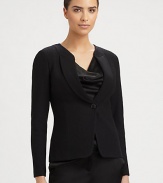 Impeccably tailored wool bouclé, dressed up with a satiny shawl lapel.Satin shawl lapelsSingle button closureAbout 24 from shoulder to hem72% wool/28% rayonDry cleanMade in USA of imported fabricModel shown is 5'11 (180cm) wearing US size 4. 