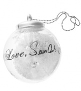 With love from Sean John. Have a very hip-hop holiday with this snow-filled ornament featuring the designer's signature and a silvertone bead chain. (Clearance)