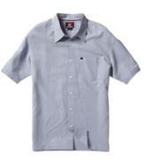 This sleek Quiksilver button down shirt takes you from beach bum to baller.