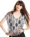 Ikat print meets fringes in this cool-girl top from Material Girl -- the ultimate mashup of trend-forward parts!
