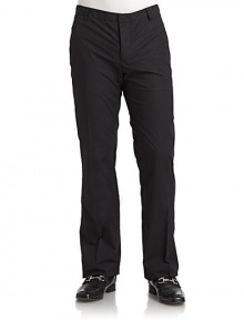THE LOOKWaistband with belt loopsButton flyVertical welt pocketsCreased front and back legsBack patch pocketsTHE FITRise, about 9Inseam, about 33THE MATERIALCottonCARE & ORIGINDry cleanMade in Italy