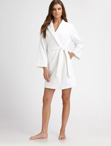 A classic, cozy design is transformed into a glamorous look with clean lines and plush, ultra-soft fabric. Fold-over necklineBelted waist with loopsAbout 37 from shoulder to hem75% cotton/19% modal/6% polyesterMachine washImported A classic, cozy design is transformed into a glamorous look with clean lines and plush, ultra-soft fabric. Fold-over necklineBelted waist with loopsAbout 37 from shoulder to hem75% cotton/19% modal/6% polyesterMachine washImported