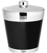 Vera Wang elevates cocktail hour with the deco-cool Debonair ice bucket. Ribbed stainless steel and slick black enamel create a look of vintage glamor that no bartender can resist.