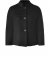 Luxurious jacket in fine black sheepskin - Tremendously classy and feminine - Slim, short cut with a stand collar and fashionable 3/4 sleeves - Can be worn on both sides - A dream of a jacket that looks glamorous, chic and casual at the same time - A wintry new basic you can wear with virtually everything - Trendy with skinny pants, fashionable with maxi skirts, elegant with pencil skirts