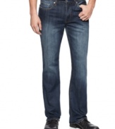 Raise your denim game with these washed and boot-cut styled jeans from Kenneth Cole Reaction.