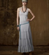 A tiered maxi dress makes the castaway look seem oh-so-chic with its roughhewn edges and soft, breezy cotton jersey construction, from Denim & Supply Ralph Lauren.
