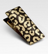 Stay organized using this leopard print clip with shiny goldplated brass accents. 4½H X 2WMade in Portugal