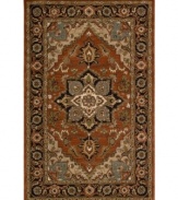 A bold, yet traditional pattern, this Nourison rug features a design that melds classic Persian design with sophisticated, rich color. With its opulent 100% natural wool construction, this yarn-dyed and meticulously hand-tufted rug offers a beautiful accent to traditional home décor.