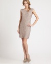 Glittering sequined silk in a sleeveless sheath finished with a skin-baring V back.BoatneckExtended shouldersFlat frontBack tieCenter back zipperAbout 23 from natural waistSilkDry cleanImportedModel shown is 5'9 (175cm) wearing US size 4.