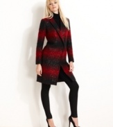 Allover sequins add a hint of shine to this wool-blend W118 by Walter Baker striped coat -- a stylish fall topper!