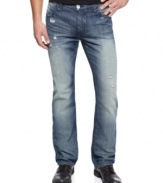 Accent your hip urban style with these slim-fit jeans from INC.