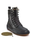 The stylish sportsman's shoe of choice, the Highlander boot has a rugged leather upper with a moc toe, secure eyelet-and-hook lace closure and a cozy fleece-lined interior.