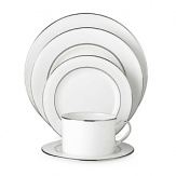 Cypress Point Fine China shows the classic, timeless design that Kate Spade is known for. This china is ivory colored with a textured border and platinum rim. Purchase dinnerware in 5 piece place settings or as separate pieces.
