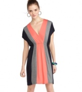 Lounge out like a fashionista in this colorblocked dress from Pink Rose that pairs comfort with trend-right style!