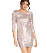 Multi-tonal sequins create a luxe finish on a boatneck party dress that's all about red carpet sizzle! From As U Wish.