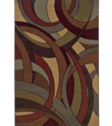 A definitive mid-century modern statement, the Yorkville area rug depicts an undulating curl design in chic, vivid colors. This contemporary home accent is constructed of soft, low pile fibers for an exquisite finish to any room decor. (Clearance)