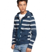 This sporty striped hoodie by INC International Concepts is great for layering.