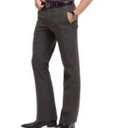 These lightweight pinstriped pants from Perry Ellis direct attention to your sharp look.