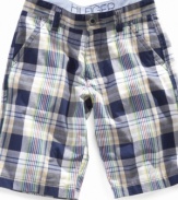 Tommy Hilfiger's plaid shorts call for classic polos or bold graphic tees for a fresh take on summertime preppy.
