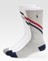 Ribbed classics with contrast toe and heel detail, signature logo embroidery, updated with stripe detail.3-PackLogo-embroideryMid-calf height78% cotton/20% polyester/2% spandexMachine washImported