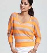 A lightweight knit makes this ALTERNATIVE striped top an all-too-perfect layer for the balmy season.