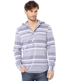 Pull of the rugged look with style in this striped, hooded shirt from Buffalo David Bitton. Pull of the rugged look with style in this striped, hooded shirt from Buffalo David Bitton.